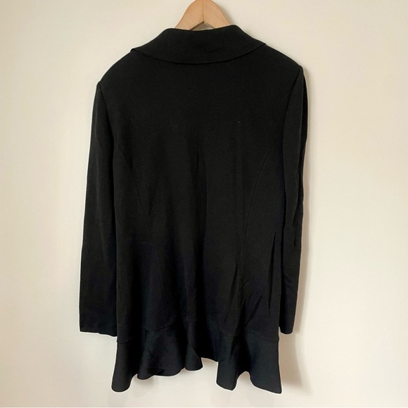 St. John Santana Knit Waterfall Open Front Cardigan Black Size 14 - Picture 2 of 4